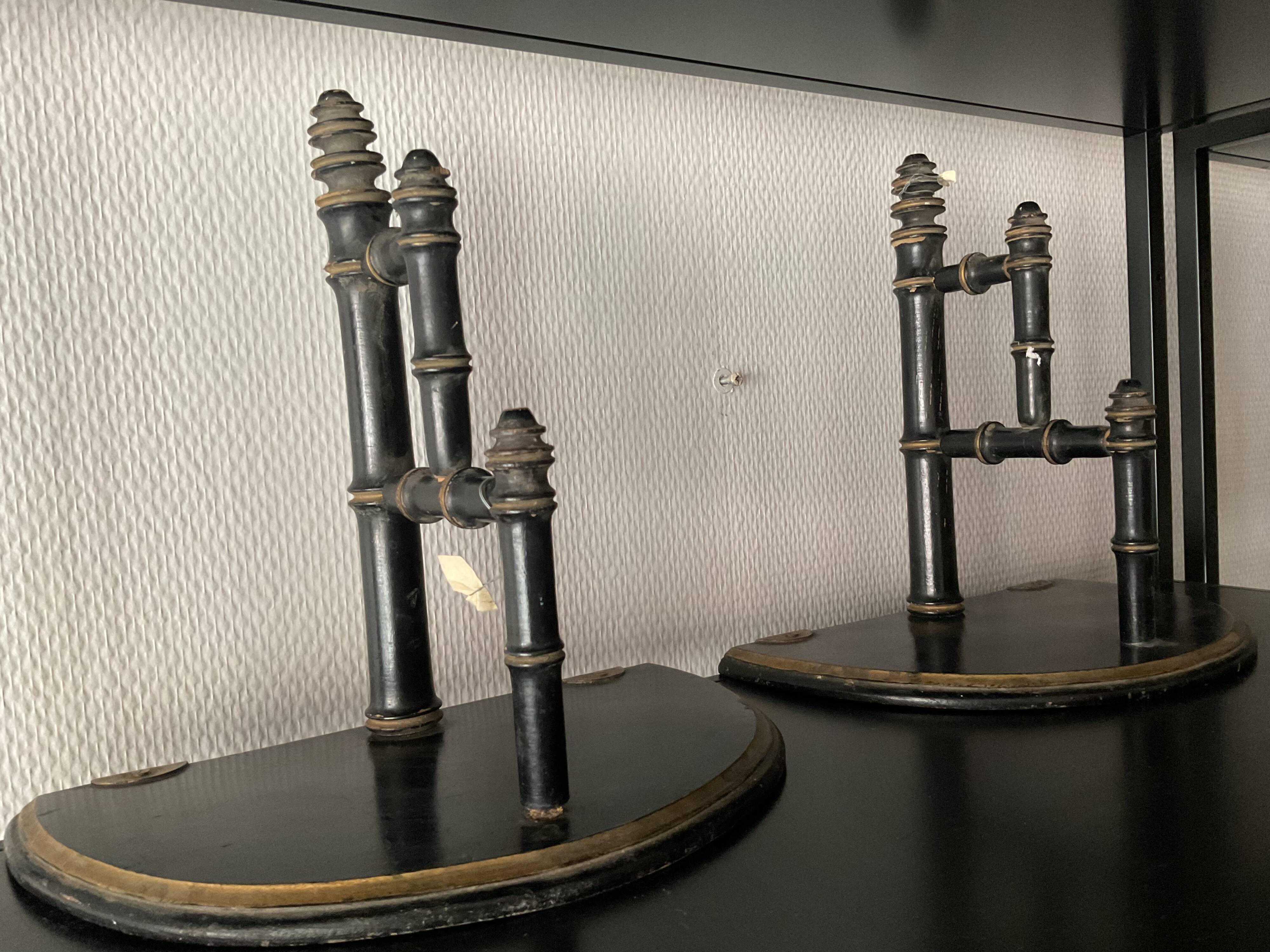 Pair of small wall-mounted consoles, late 19th century.