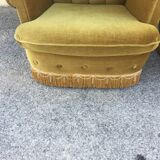 Pair of upholstered velvet armchairs