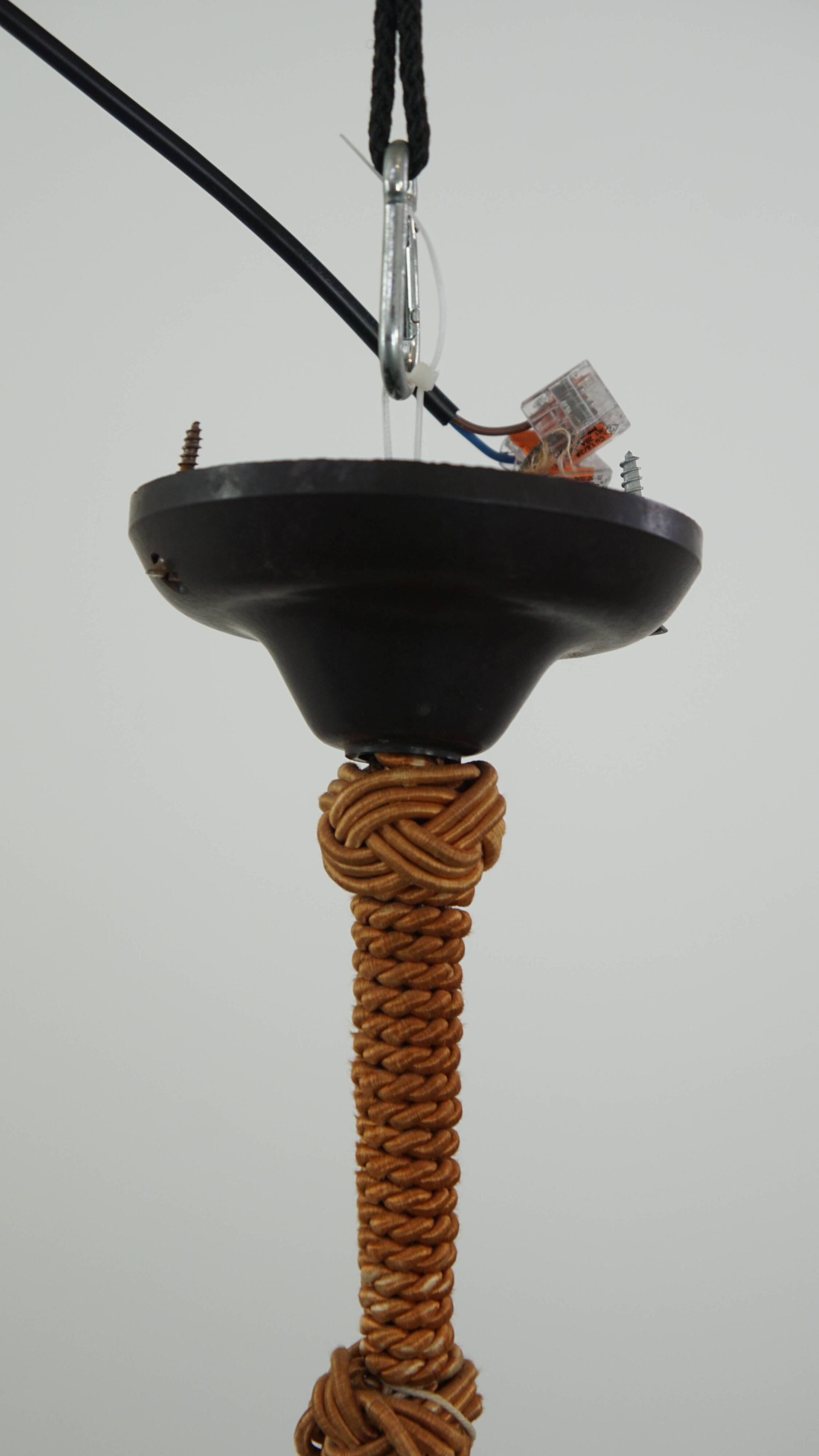 Vintage soft pink marbled glass Art Deco design pendant lamp