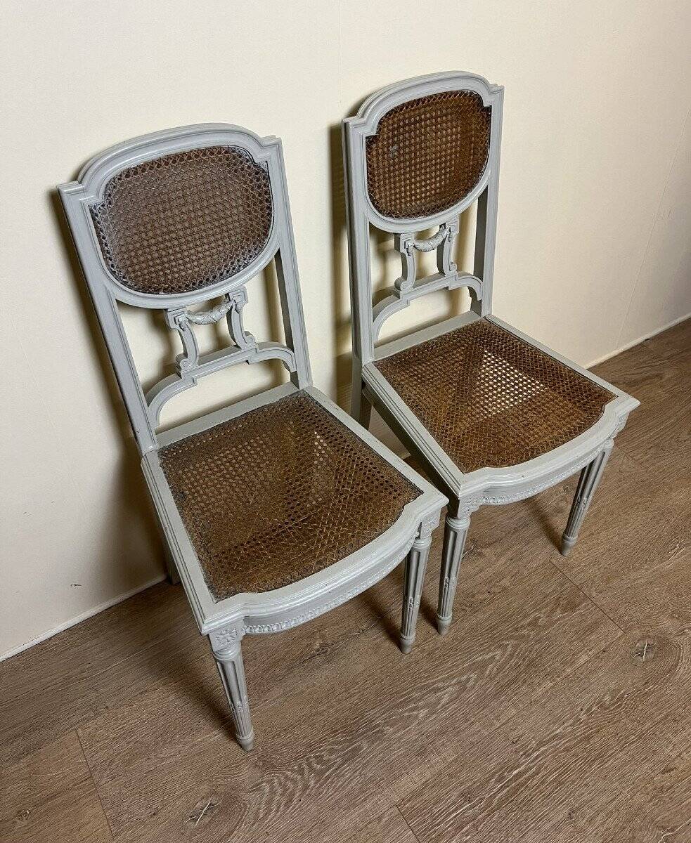 Pair Of Louis XVI Ceremonial Chairs In Lacquered Wood