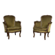 Pair of louis xv style armchairs in carved beech around 1920