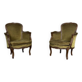 Pair of louis xv style armchairs in carved beech around 1920