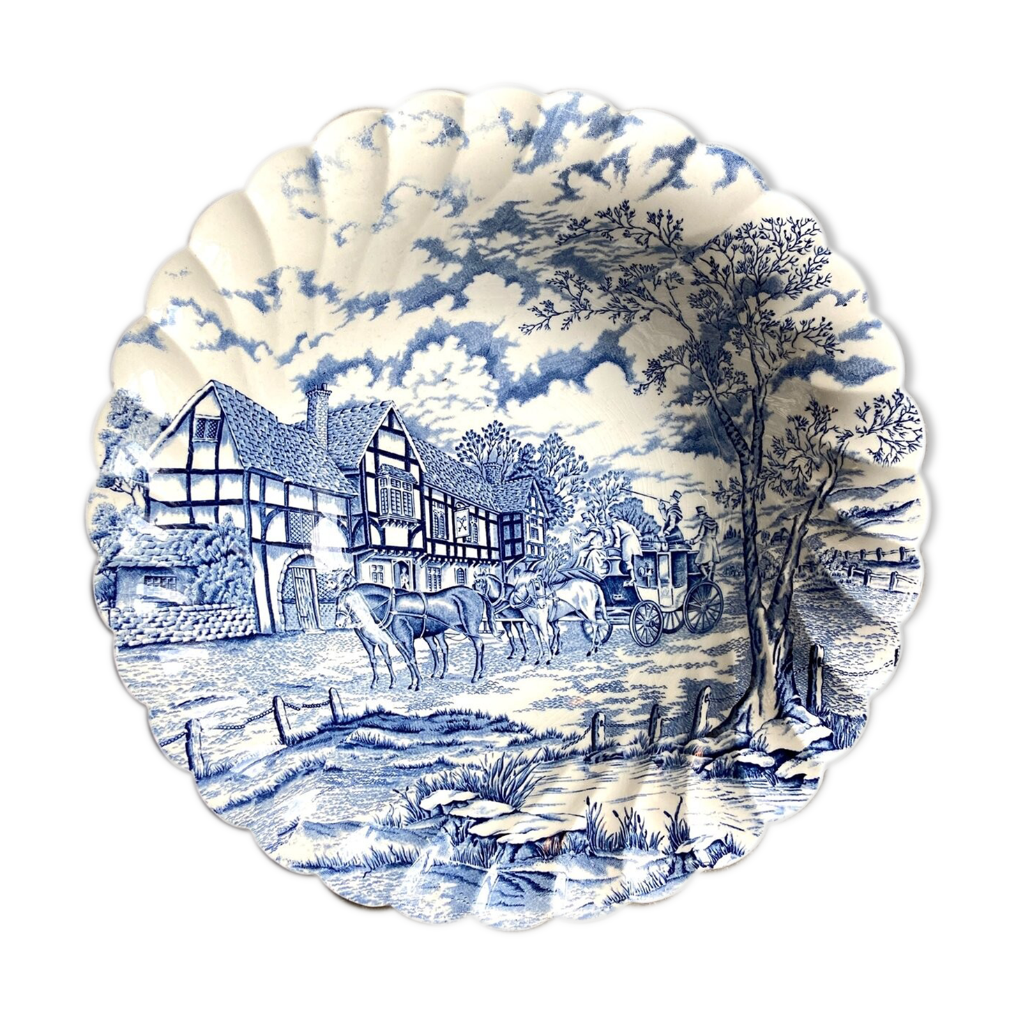 English earthenware bowl MYOTT Royal Mail white and blue