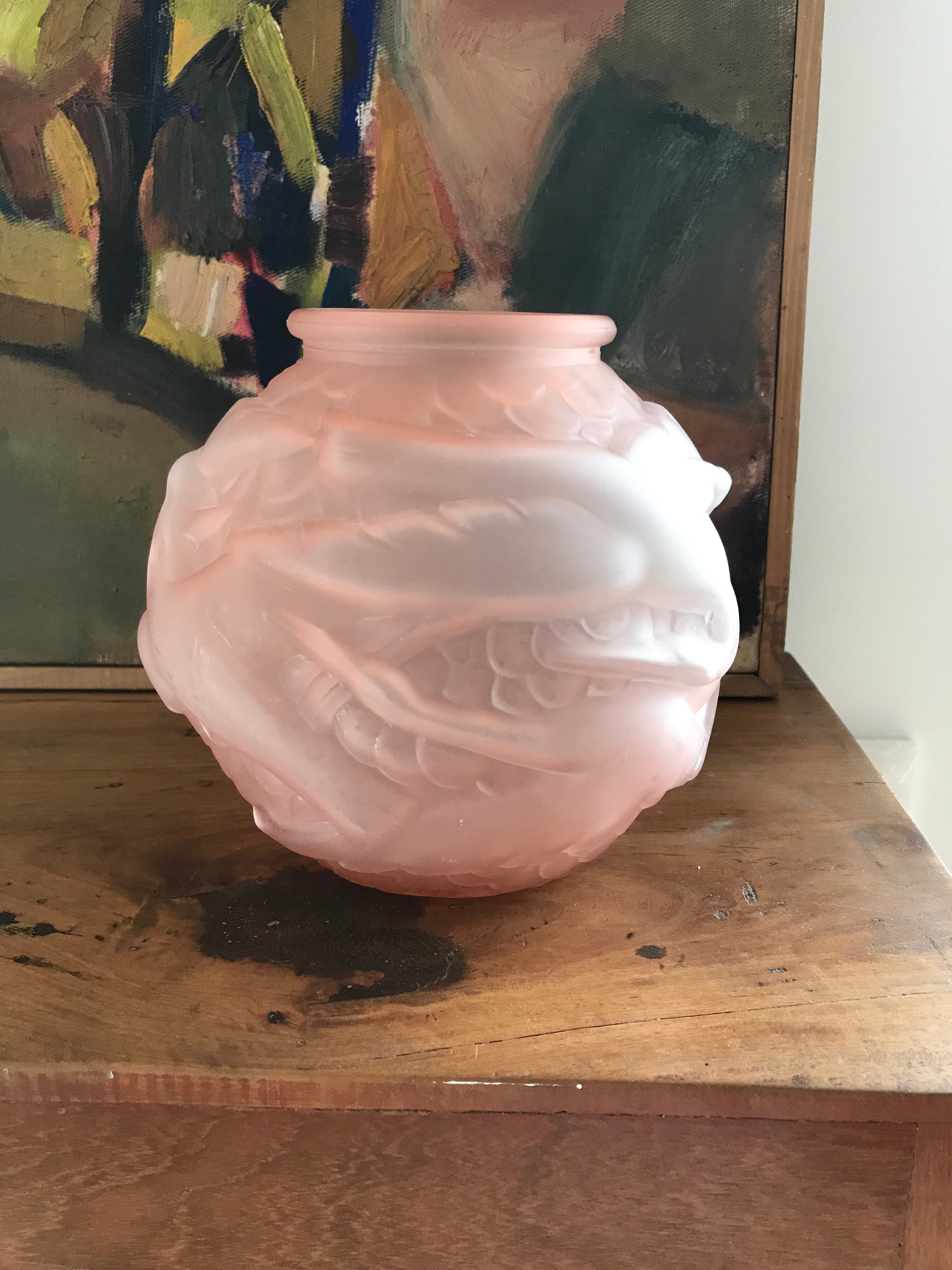 Pink art deco ball vase