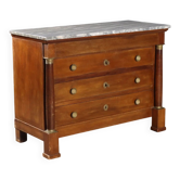 Antique Empire walnut and marble commode, 19th century.