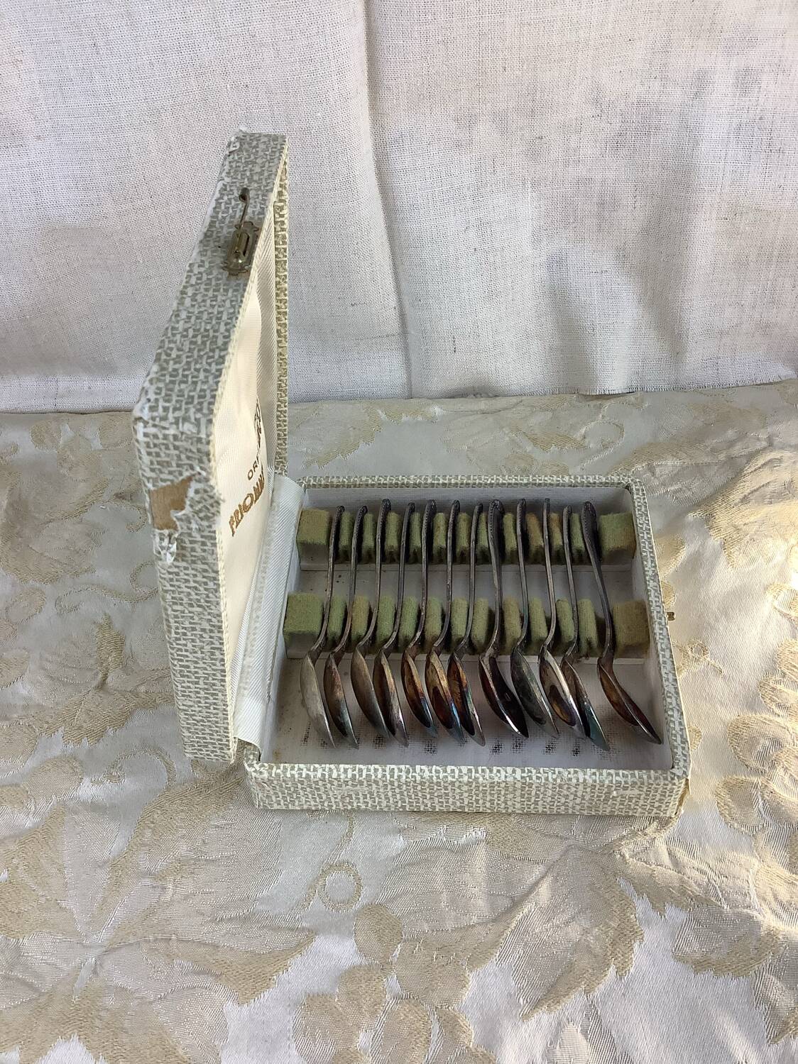 Box of 12 old spoons
