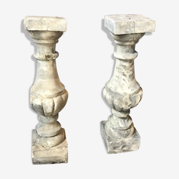Pair of old concrete balusters