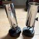 pair of 1970 vintage tube stainless steel or chrome or aluminium