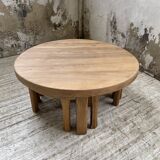 Circular elm coffee table from the 1950s
