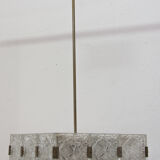 Glass and chromed steel pendant lamp by Kamenický Senov, 1970