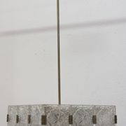 Glass and chromed steel pendant lamp by Kamenický Senov, 1970