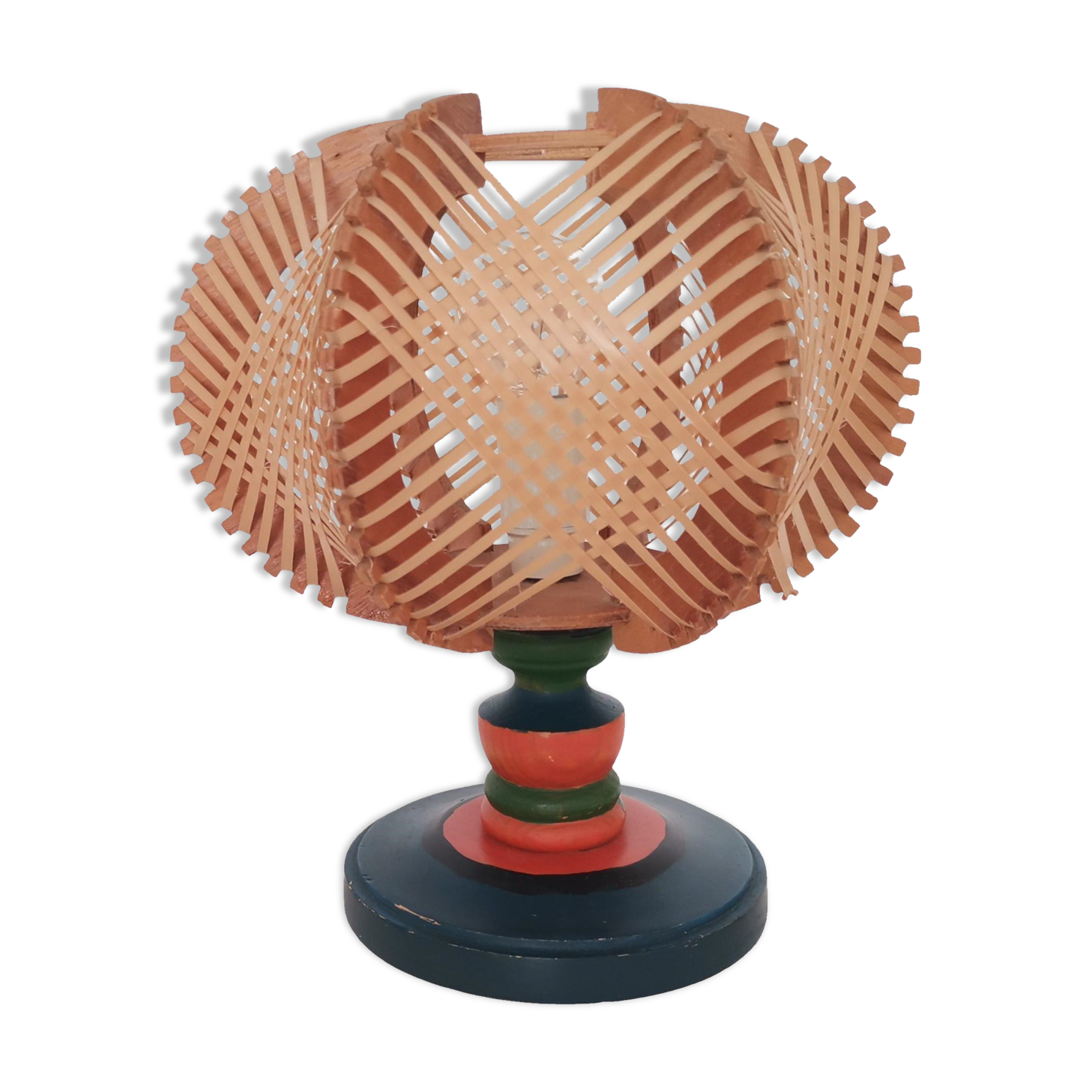 Mid century wooden bedside table lamp 1960