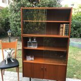 Vintage metal feet modernist showcase bookcase 1960