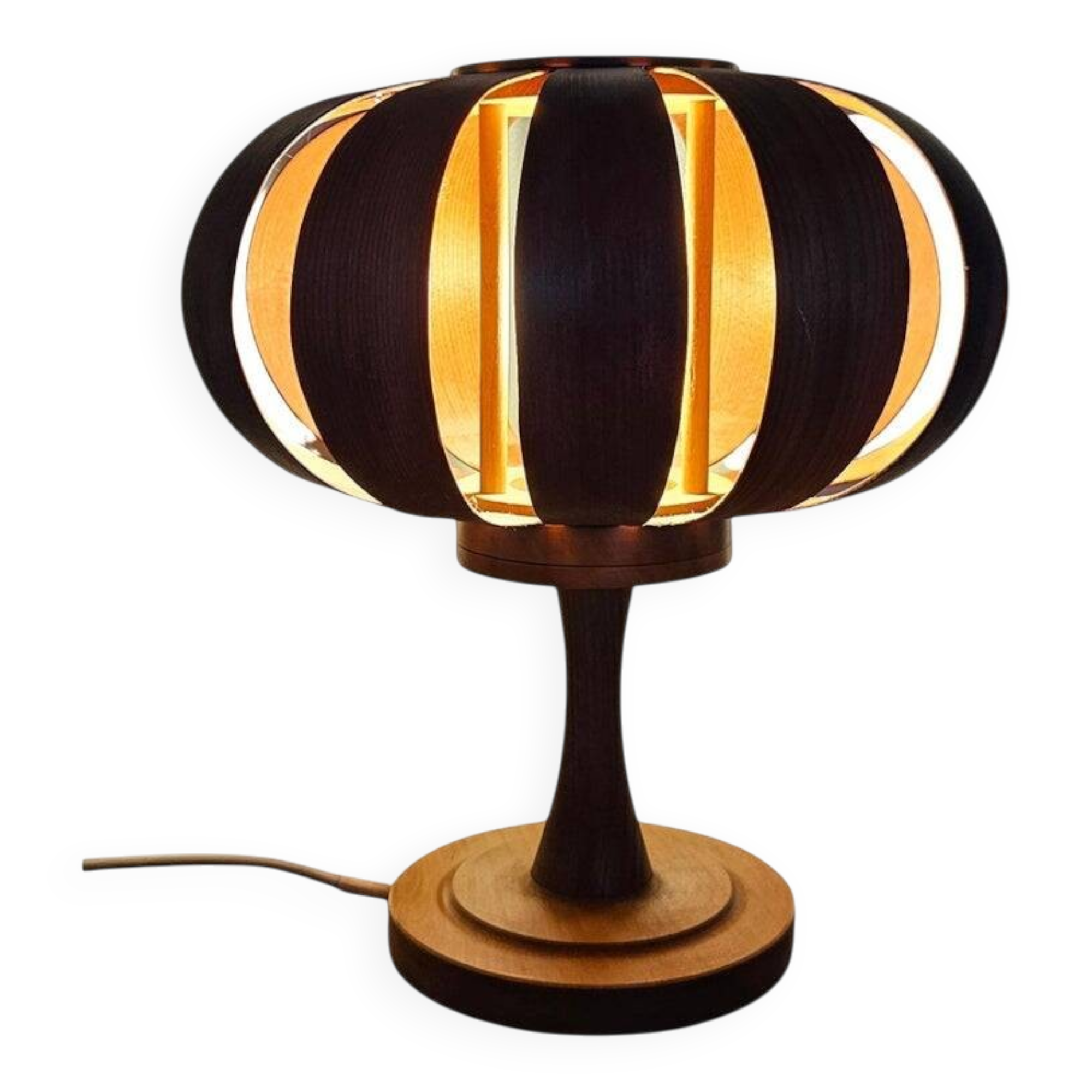 Very rare mid-century veneer table lamp, Denmark, 1960s