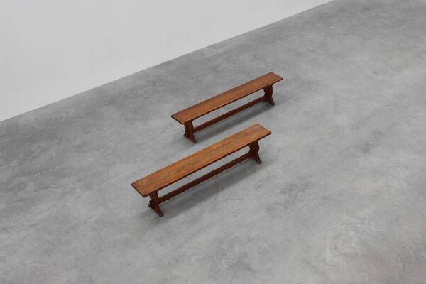 Banc rustique en chêne avec une belle patine, France vers 1900