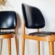 Pair of vintage 1960 chairs – Tapered legs & Black faux leather