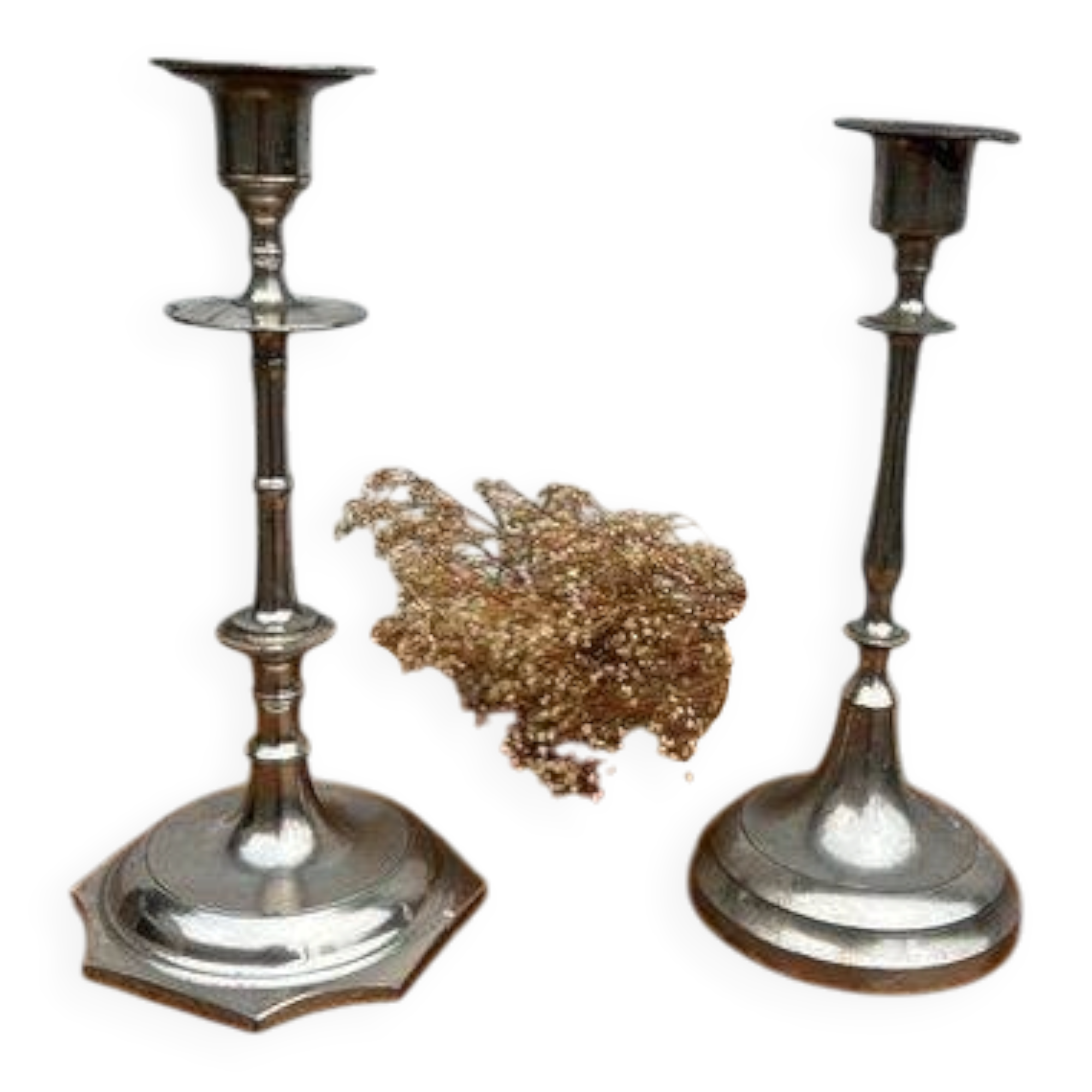 Set of 2 vintage silver candle holders