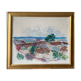 Paysage abstrait moderniste du milieu du siècle 'Misty Window'