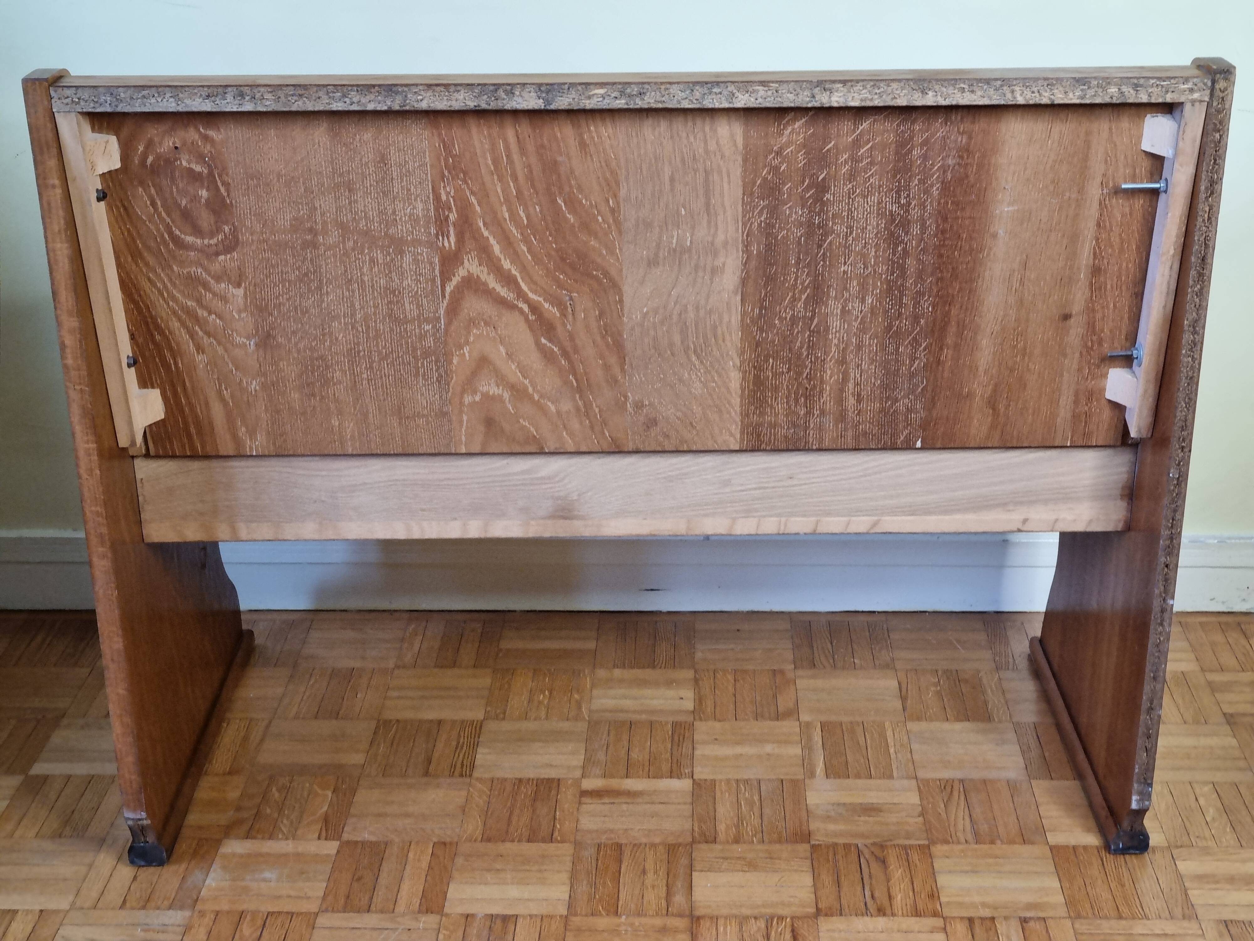 Vintage oak bench with storage compartment, two-seater, 104 cm