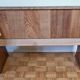 Vintage oak bench with storage compartment, two-seater, 104 cm