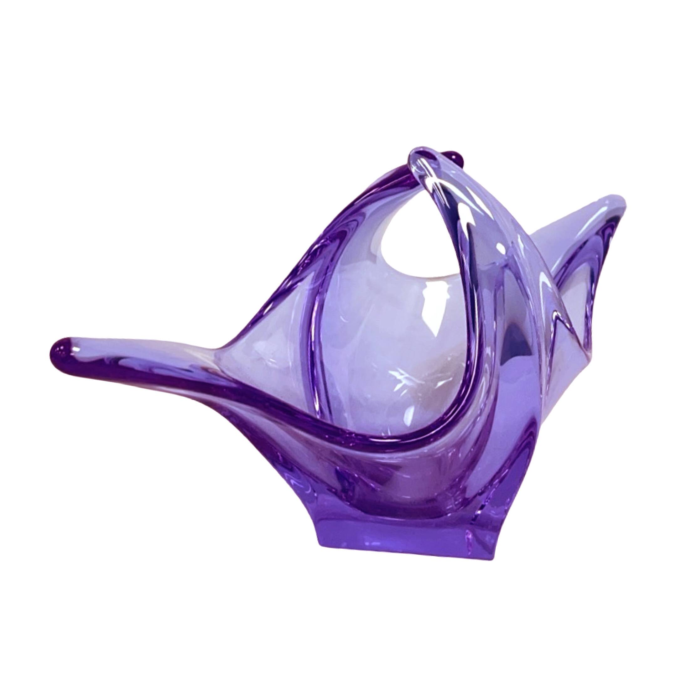 Bowl, basket, neodymium glass, Zelezný Brod ZBS, designed by M. Klinger, Cz