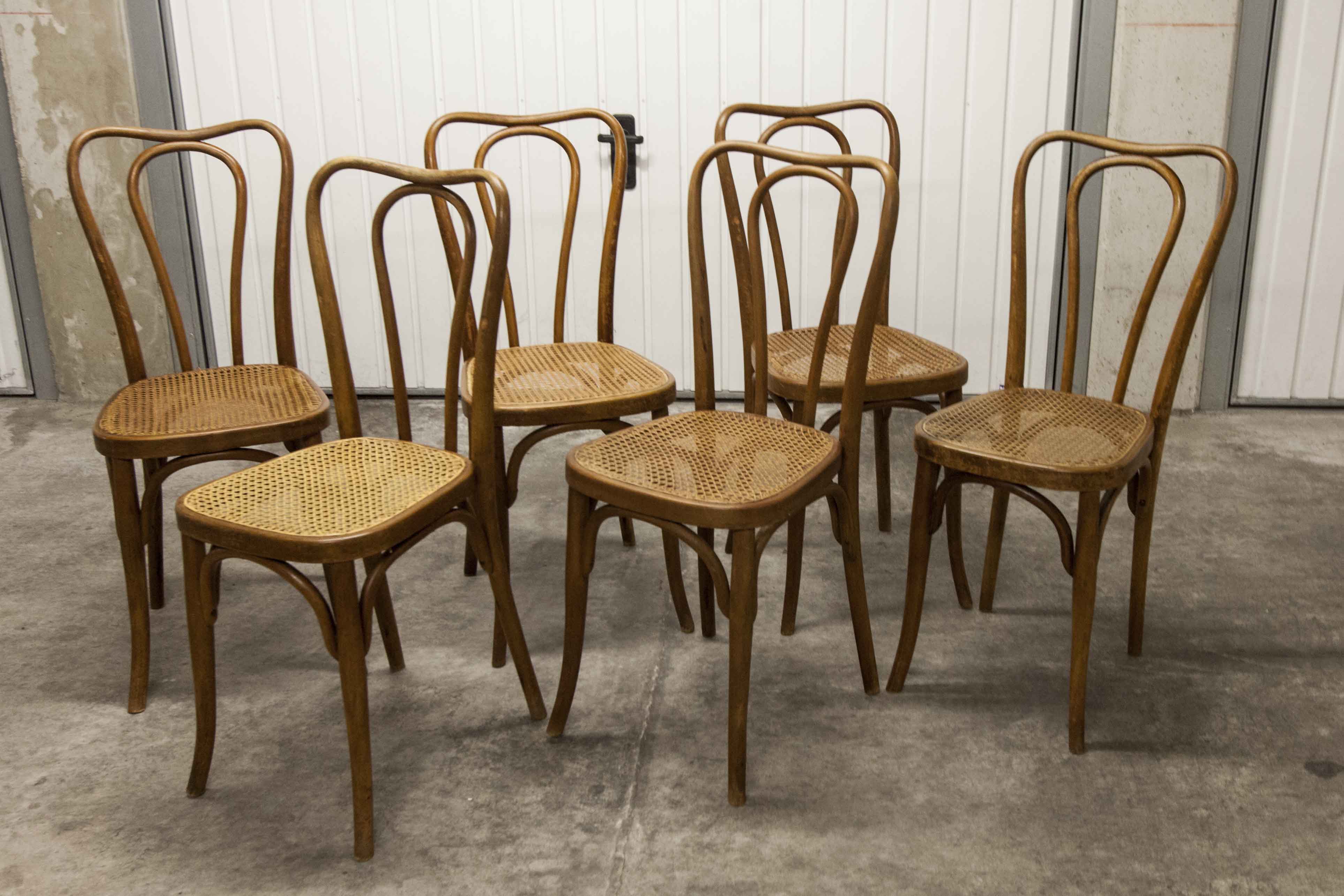 Set of 6 chairs bistro j&j kohn 1900 seat cannage