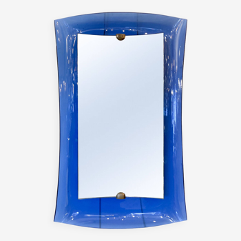 Mid-Century Modern Cobalt Blue Glass Mirror, Italy, 1950s