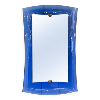 Miroir en verre bleu cobalt, Italie 1950