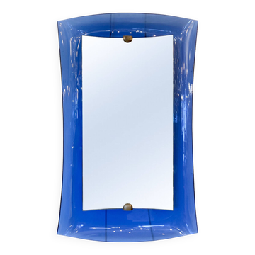 Miroir en verre bleu cobalt, Italie 1950