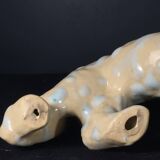 Art Deco Panthere / Cat sculpture in signed ceramic, Domien Ingels style