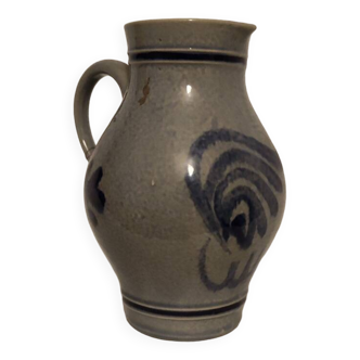Blue and gray ceramic pitcher