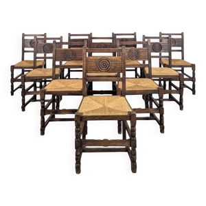 Série de 10 chaises - brutalistes