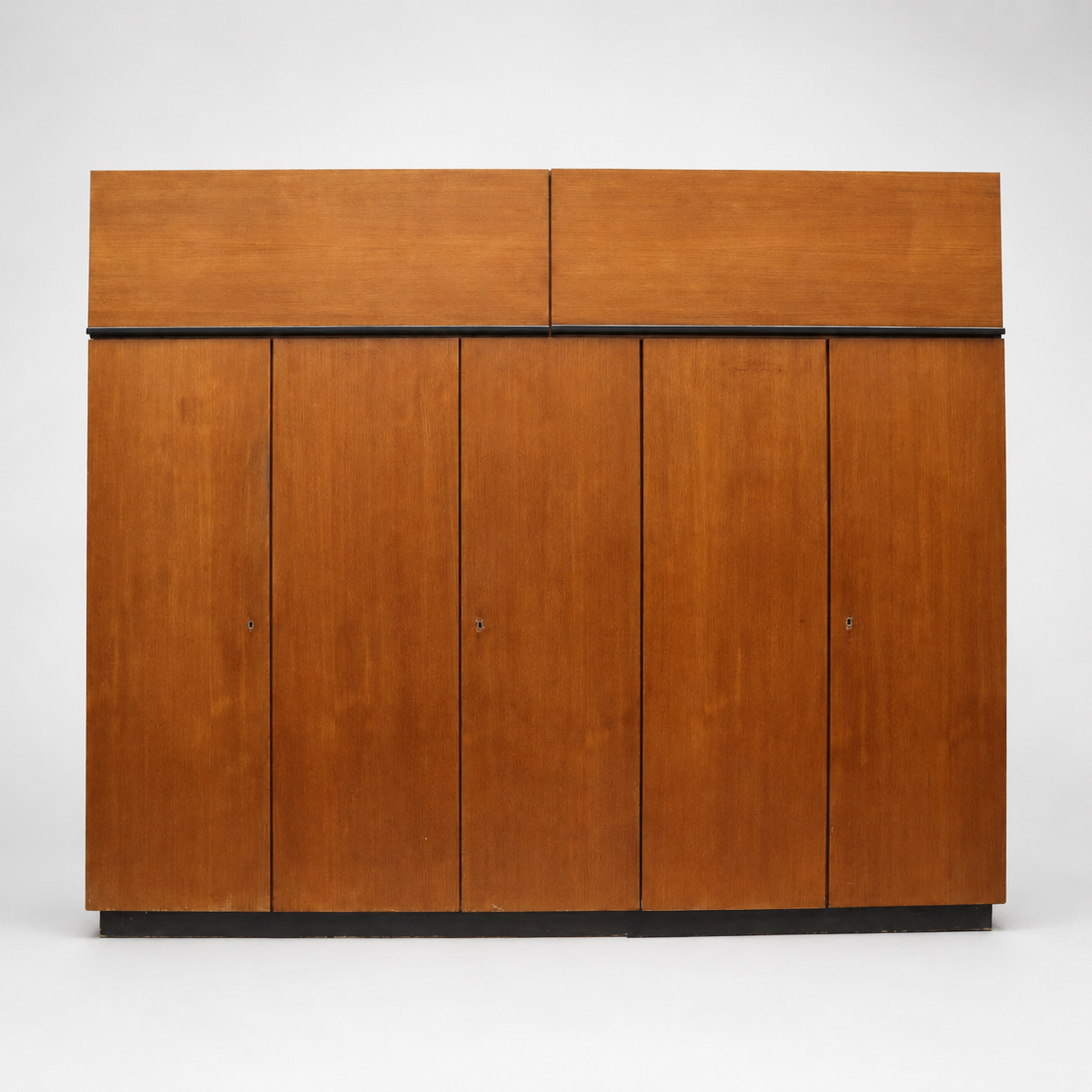 Large vintage teak wardrobe from the 1960s, with hanging and shelving sections