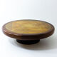 Vintage round coffee table in rosewood and brass