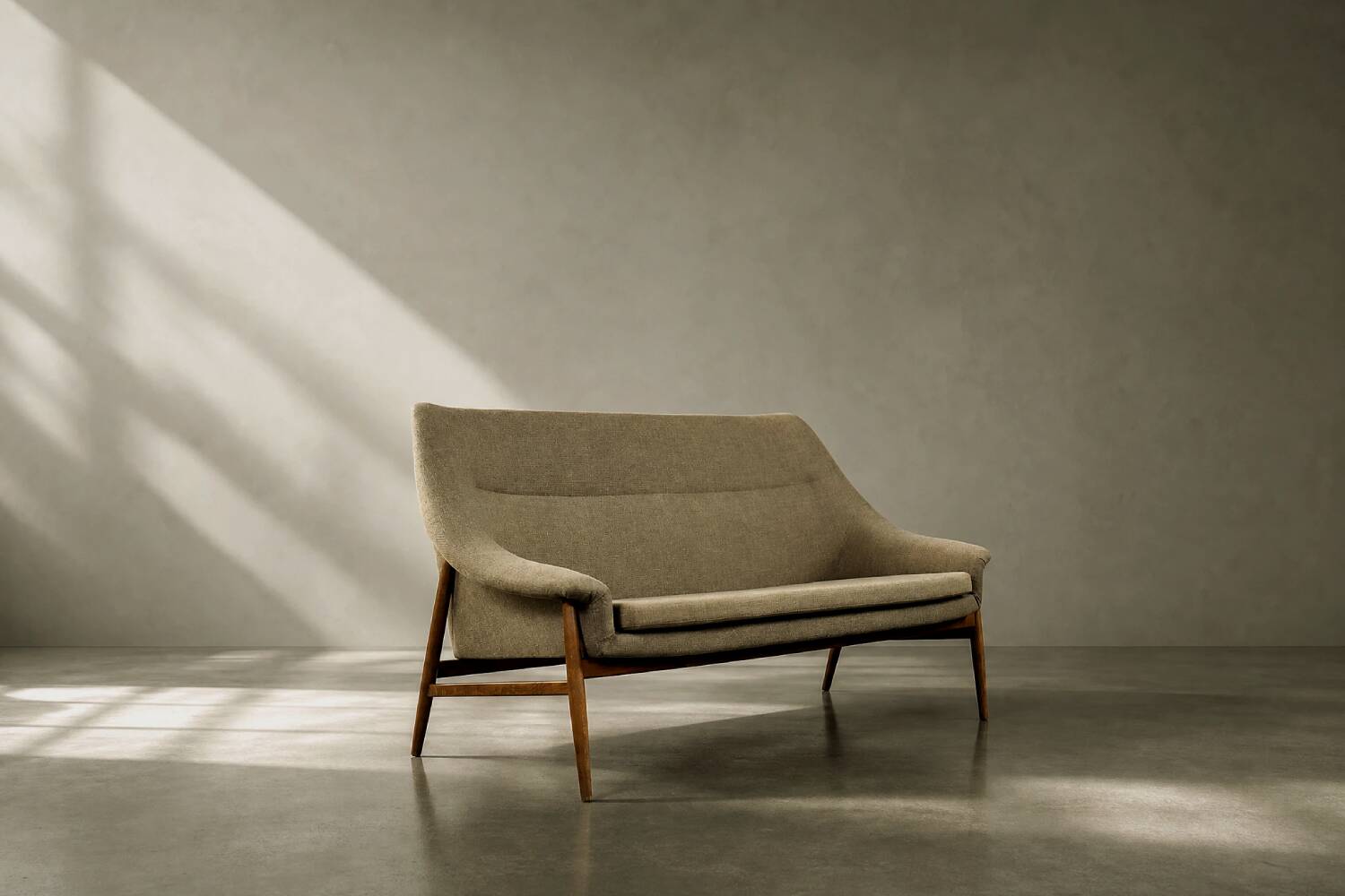 Mid-Century Scandinavian Modern 2Seater Brown Fabric Grace Sofa  from Ikea