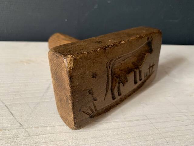 Old carved wooden butter stamp, cow, 19th century