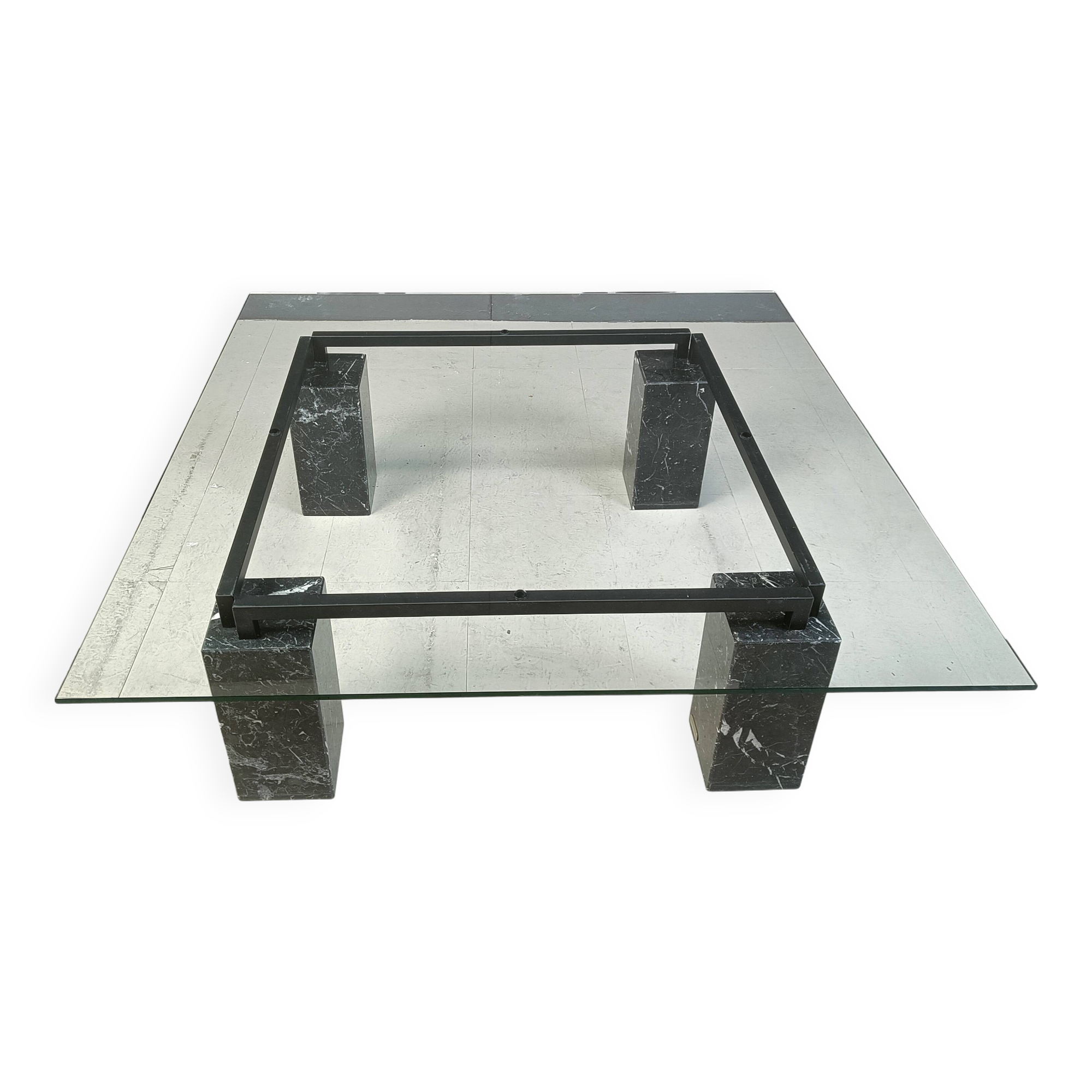 Vintage black marble coffee table by Artedi, 1970s
