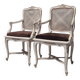Paire de fauteuils cannés de style régence - bois peint - 19ème
