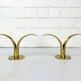 Pair of Lily brass candle holders, Ystad Metall, Sweden, design Ivar Ålenius Björk
