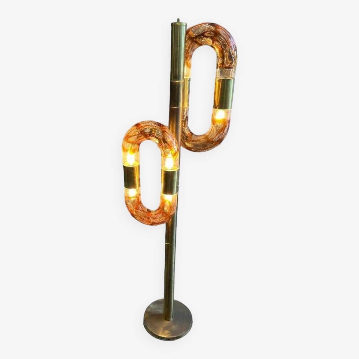 Brass and Murano glass floor lamp