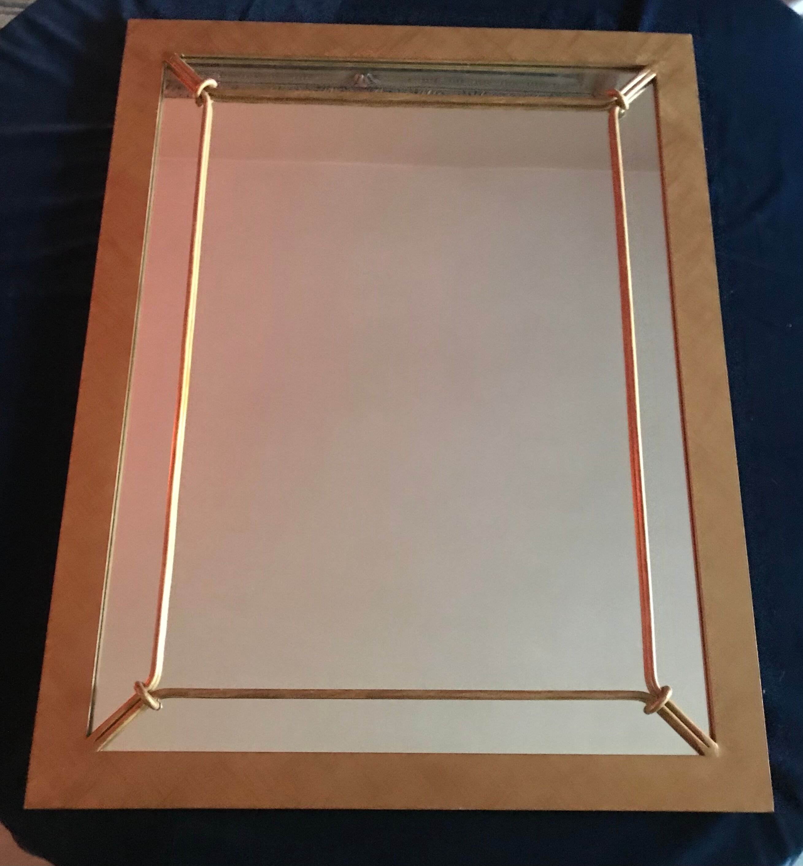 Wall-mounted gilded vintage wrought iron mirror