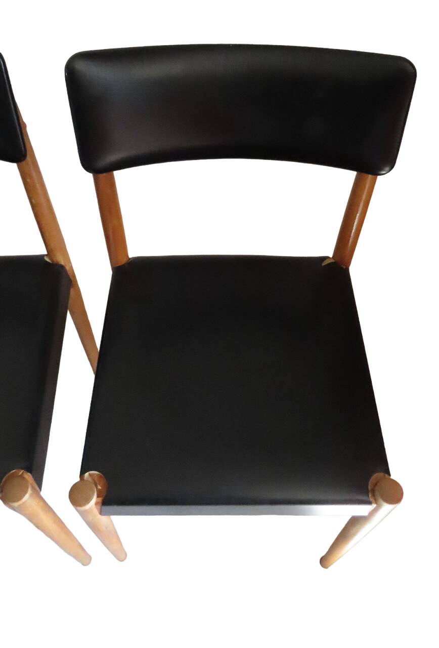 4 Chaises Scandinave Noires Années 50/60 Vintage