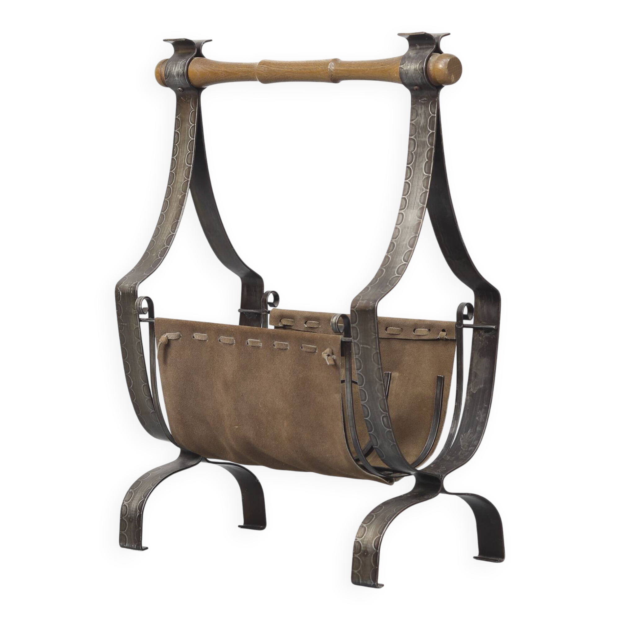 Brutalist Vintage Mid-Century Magazine Rack