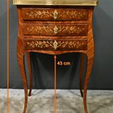 Bedside table in rosewood and palisander, Louis XV style – Late 19th century