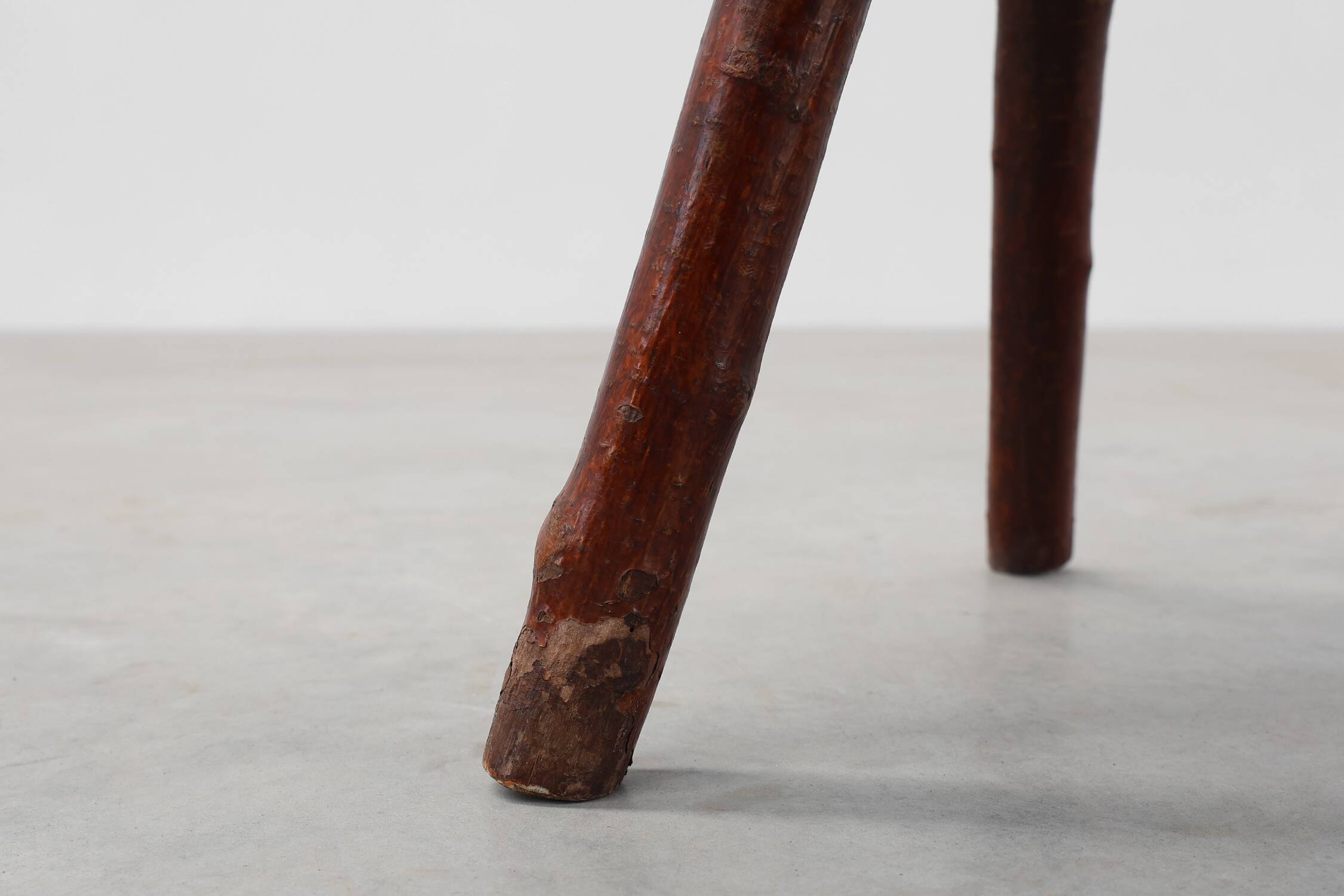 Rustic Wabi Sabi style solid oak tripod stool, France ca. 1850