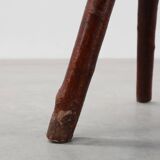 Rustic Wabi Sabi style solid oak tripod stool, France ca. 1850