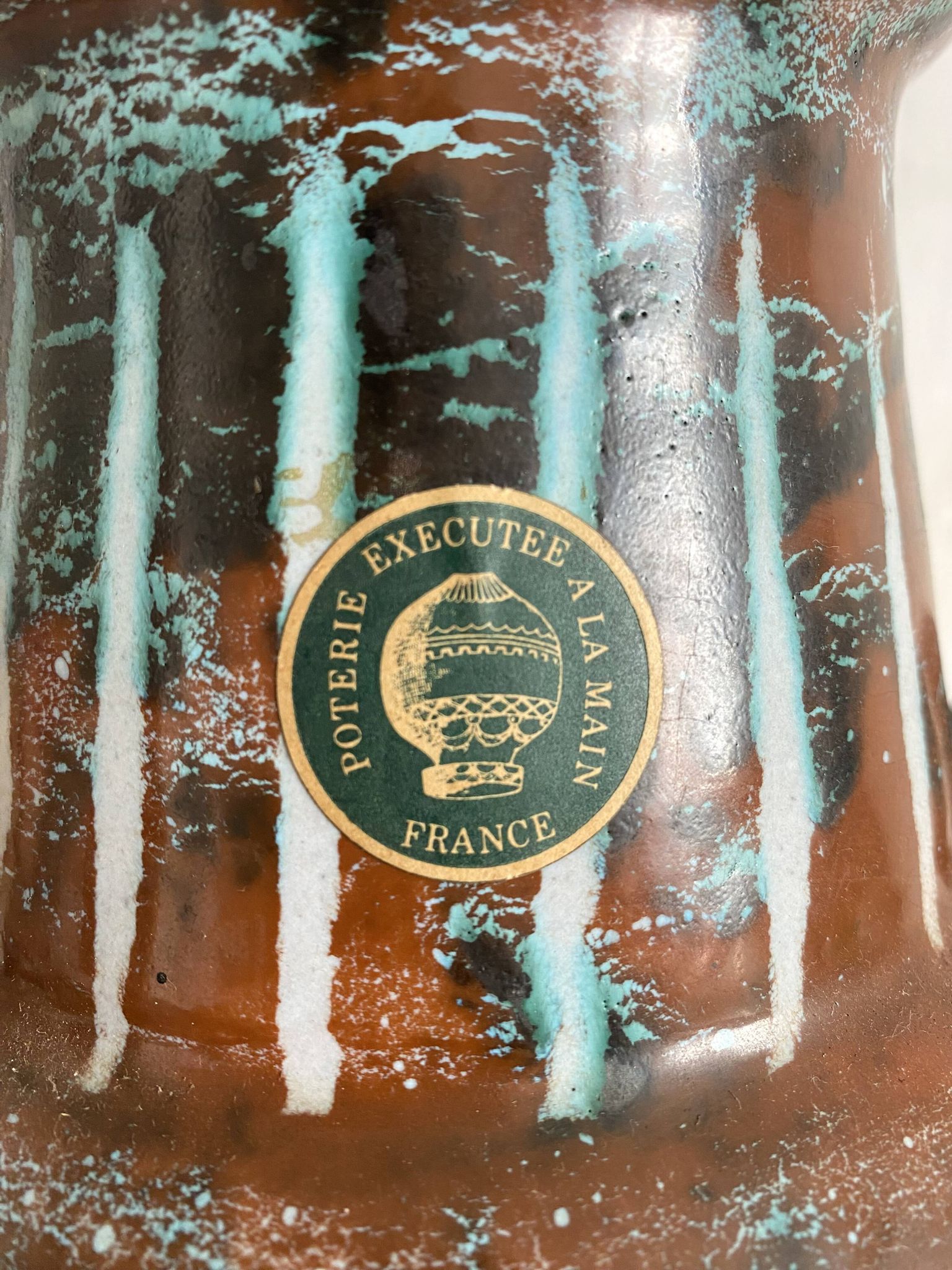 Vase en céramique fait main Mongolfier, signé Yvon Roy 1960