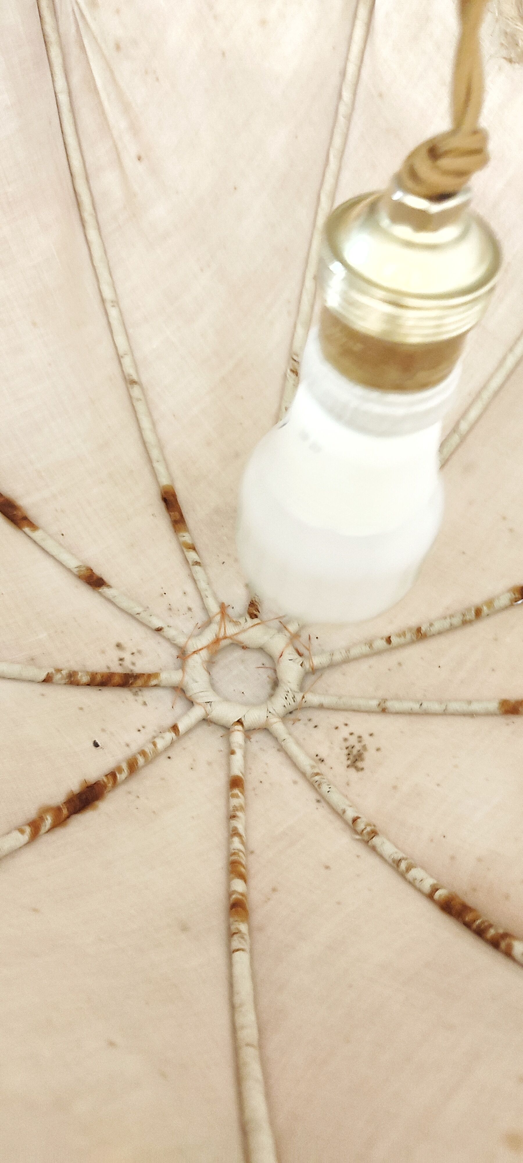 Ceiling lamp made of satin fabric and crystals, Spain, 1940