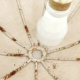 Ceiling lamp made of satin fabric and crystals, Spain, 1940