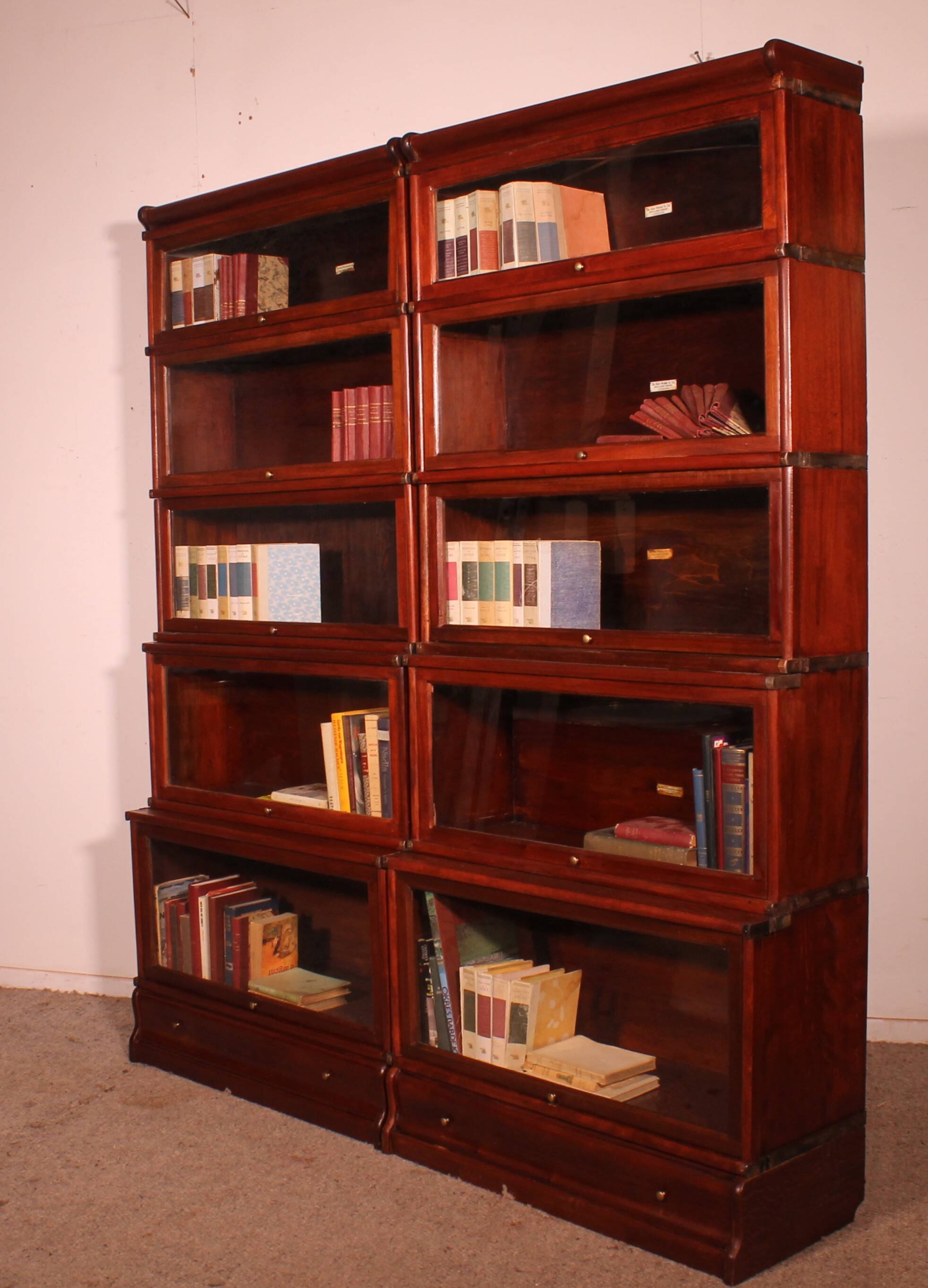 pair of Globe Wernicke London bookcases known as waterfall in mahogany circa